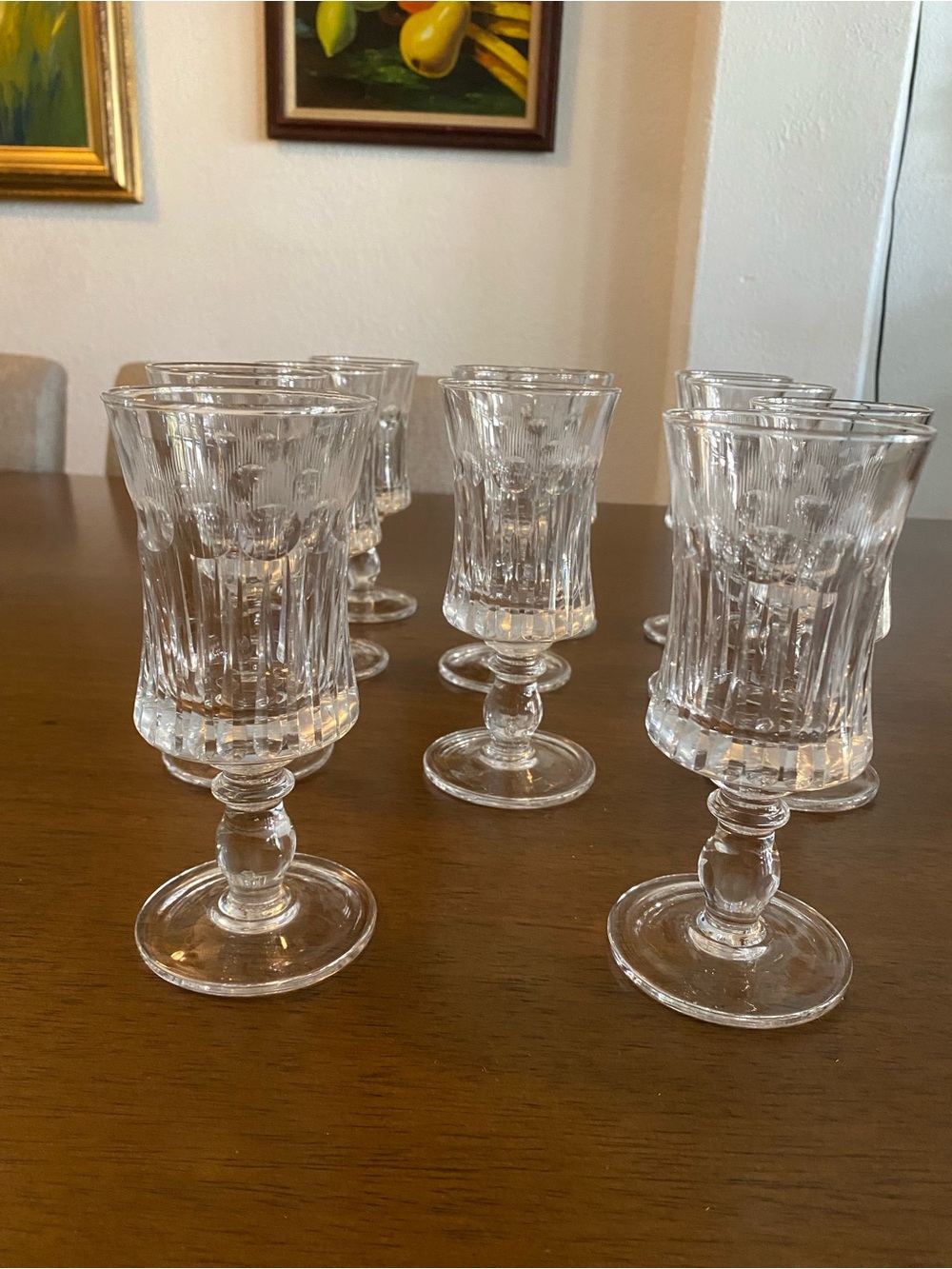 Vintage Cut Goblet Glasses - Clear Stemware  from Italy